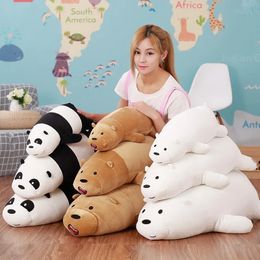 50cm 70cm 90cm Cute Brown Bear White Polar Bear Lie Prone Panda Doll Plush Toy Panda Doll Girl Throw Pillow Rag Doll 231220