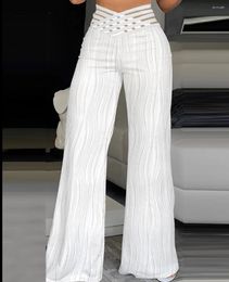 Women's Pants White Wide Leg Capris 2023 Women Vintage High Waist Slight Long Work Black Summer Blue Casual
