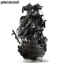 3D Puzzles Piececool Metal Puzzle The Flying Dutchman Model Building Kits Pirate Ship Jigsaw for Teens Brain Teaser DIY Toys 231219