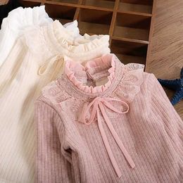 Pullover Autumn Winter Sweet Fashion Harajuku Girls Knitting Tops All Match Kawaii Casual Undershirt Cute Solid Long Sleeved Kids