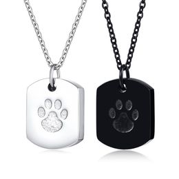 Dog Tag Cremation Urn Necklace in Stainless Steel Dog Paw Pendants Urn Jewelry Urns for Pet Ashes254o