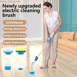 Cleaning Brushes Long Handle power scrubber rechargeable Electric Cleaning Brush with 4 Replaceable Brush Heads Q231220