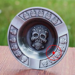 Smoking Colorful Zinc Alloy Halloween Skull Style Ashtray Desktop Tobacco Cigarette Tips Support Portable Container Cigar Holder Bracket Ashtrays
