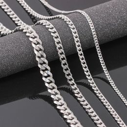 VRIUA Width 4 5 6 9MM 18-26 inch Customise Length Mens High Quality Stainls Steel Necklace Curb Cuban Link Chain Jewerly258m