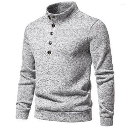 Men's Sweaters Men Warm Stand Collar Sweater Turtleneck Button Down Autumn Winter Solid Colour Long Sleeve Knit For Casual