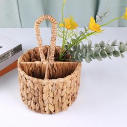 Kitchen Storage Basket With Handle Decor Fruit Woven Flower Gourd Grass Gift Handheld Decorative Picnic