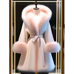 Designer casaco feminino casaco de lã feminino parka casaco de inverno vestido de princesa elegante nobre luxo gola de vison