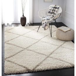 Carpets Hudson Amias Geometric Shag Area Rug Bedroom Carpet For Rooms Rugs Living Room Decor Ivory/Beige Bedrooom 3' X 5'
