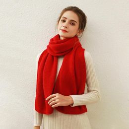 Scarves Pure Color Women Cashmere Scarf Female Autumn Winter Thick Warm Knitting Long Muffler 170CM