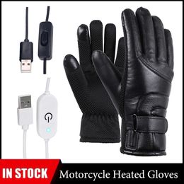 Bicycle Heating Gloves USB Heated Gloves Windproof Cycling Riding Skiing Winter Warm Hand Warmer USB Powered For Men Women 231220