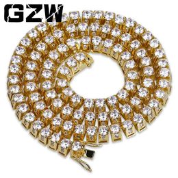 New Fashion 18k Gold Plated 10mm CZ Cubic Zircon Tennis Chain Necklace Choker Hip Hop Masculina Jewellery Bijoux Gifts Collier for M236t