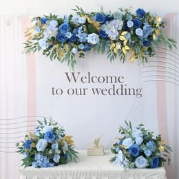 Homemade Wedding Decoration Blue Series Flower Ball Simulation Flower Row Home Decor Curtain Flower Wedding Sign In The Road 231220