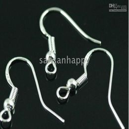 500PCS 925 Sterling Silver Earring Findings Fishwire Hooks Jewellery DIY 15mm fish Hook Fok Coil Ear Wire288k