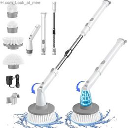 Cleaning Brushes Homitt Electric Spin Scrubber 2 Speeds 4 Brush Heads Extension Arm 1.5H Cordless Shower Scrubber Q231220