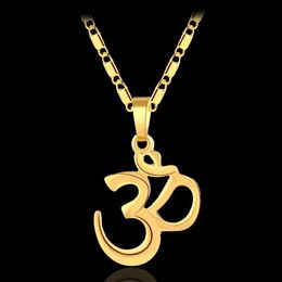 Pendant Necklaces Necklace Hindu Buddhist AUM OM Hinduism Yoga India Vintage Jewelry Men Women Bijoux236F