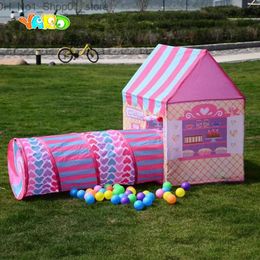 Toy Tents YARD Play Tent Castle House Tunnel Baby Folding Play Tent For Kids Baby Crawl Tunnel Playhouses for Kids Christmas Gift Q231220