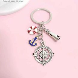 Keychains Lanyards Lighthouse Rescue Circle Ship Anchor Compass Key Chains keyring Silver Colour Women Jewellery Man Accessory Pendant Fashion Gift Q231220