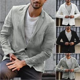 Men's Suits 2023 Suit Autumn Cotton Linen Loose Solid Color Thin Regular Casual Coat