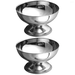 Dinnerware Sets 2 Pc Stainless Steel Dessert Cup Service Displaying Bowl Desserts Salad Fruit Candy Office