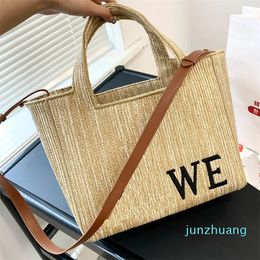 Straw Beach Bags Woven Basket Tote Bag Crochet Handbag Embroidery Letters Large Capacity Portable Shopping Bags Summer Travel Totes Shoulder Bags