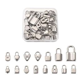 Charms 30pcs Box Stainless Steel Heart Padlock Dangle Lock Pendants For DIY Bracelets Necklaces Jewelry Crafts Keyhcian Making295H