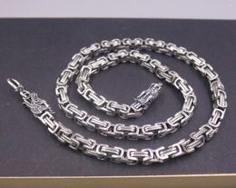 Chains Real Solid 925 Sterling Silver Chain Men Lucky 5mm Wide Byzantine Necklace 60cm/81g