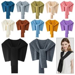 Scarves Keep Warm Knitted Shawl Blouse Shoulders Solid Color Fake Collar Lace Tie Wool