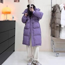 Women's Trench Coats Down Cotton Jacket Winter Waist Length Thickened And Slim Hooded Versatile Coat