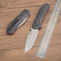 1Pcs BM560 Survival Folding Knife CPM-M4 Stone Wash Drop Point Blade CNC Grey G10 Handle EDC Pocket Folder Knives With Nylon Bag and Retail Box