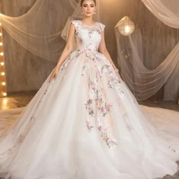 Stunningbride 2024 Великолепное свадебное платье трапециевидной формы с круглым вырезом и аппликацией без рукавов, элегантное винтажное свадебное платье с часовенным шлейфом по индивидуальному заказу