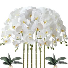 Decorative Flowers Wreaths 32 Inch Artificial Phalaenopsis Flowers 9 Heads Artificial Orchid Butterfly Flowers Stem Plants for Home Decor BJ