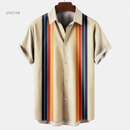 Men's Casual Shirts Mens Hawaiian Shirts Harajuku Summer Fashion Short Sleeve Button Stripe Print Loose Casual Beach Vacation Aloha Shirt Dazn ManL231026