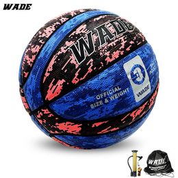 WADE Indoor/Outdoor 7# Basketball for Man Adult School Basketball PU Moisture Absorbing Leather Original Ball With Pump 231220