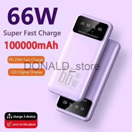 Cell Phone Power Banks Mobile Power 100000mah 66W Power Bank Portable External Battery Charger Fast Charging For Huawei Samsung Iphone Powerbank J231220