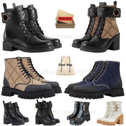 2024 High top platform Boots Martin for womens Leather Boot Desert Ankle Boots Zipper Rubber Boot Lace-Up Oxford shoes vintage winter Snow Booties With Box eur35-43