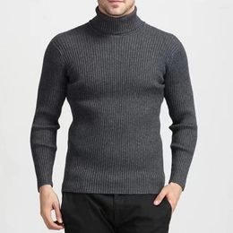 Men's Sweaters Men Knitting Jumper Turtleneck Knit Sweater Warm Autumn Winter Solid Colour Pullover With Slim Fit Ribbed For