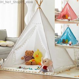 Toy Tents Portable Children Camping Tent Tipi Play House Kids Cotton Canvas Indian Wigwam Child Little Beach Party Room BirtHDay Gift Q231220