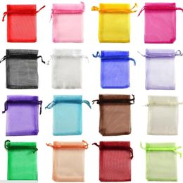 Gift Wrap 100pcs/lot Multi-colors 5x7cm (2x3inch)Jewelry Packing Drawable Organza Bags Wedding Birthday Candy & Pouches