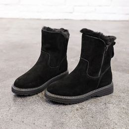 Boots Ankle Size Boots Womens Winter Warm Fur Lined Zipper Comfy Grip Outdoor Ladies Plush Mid-Calf Snow Boot 231219