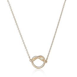 Selling New Maxi Colar Simple Love Heart Knot Pendant Couple Jewellery 18 K Gold And Silver Plated Women Link Chain For Your Ang295W