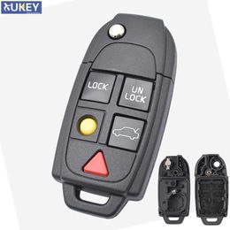 Car Key Car Remote Key Shell Case For VOLVO S60 S80 V70 XC70 XC90 Replacement Fob Case 5 Button with Uncut Blade 2004 - 2009