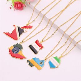10pcs National Flag Map Pendant Necklace Jamaica North America South Africa Nigeria Egypt Fashion Jewellery Gifts For Women Kids Y12258g
