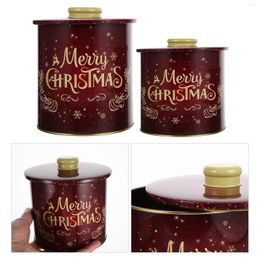 Storage Bottles 2 Pcs Christmas Candy Jar Case Tinplate Delicate Containers Gift Packing Tins Cases Packaging