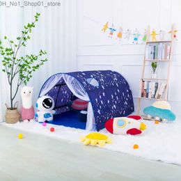 Toy Tents Portable Children's Star Rocket Bed Tent Net Mosquito Bed Canopy Children's Bed Folding Light-blocking Tent Girls Boy Room Decor Q231220