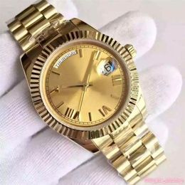 2017 yellow gold DAYDATE 40 self-winding mechanical movement Champagne dial 228238 Fluted bezel Concealed folding Crown clasp Mens270V