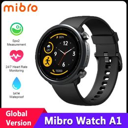 Watches Mibro A1 Global Version Smart Watch 5atm Waterproof Heart Rate Spo2 Monitor Fiess Tracker 20 Sports Modes Bluetooth Smartwatch