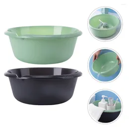 Bath Accessory Set 2 Pcs Plastic Wash Basin Face Household Tub Cleansing Washing Up Bowl Round Kitchen Sink For Clothes Bathroom