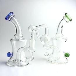 14mm Glass oil burner bong with 6.5 Inch Red Blue female Water Bong Thick Pyrex Mini Dab Oil Rigs Beaker Bong 30mm Big Bowl Oil Burner Pipe for Smoking