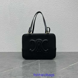 Top original Celins's tote bags wholesale Spring Summer New FOLDED CUBE Triumphal Arch Dice Black Cow Leather One Shoulder Crossbody With real logo