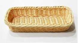 Rattan Plastic Basket Tableware Baskets Rectangular Wicker Bamboo Storage Box for Knives Forks Chopsticks Bread Cakes Fruits LL